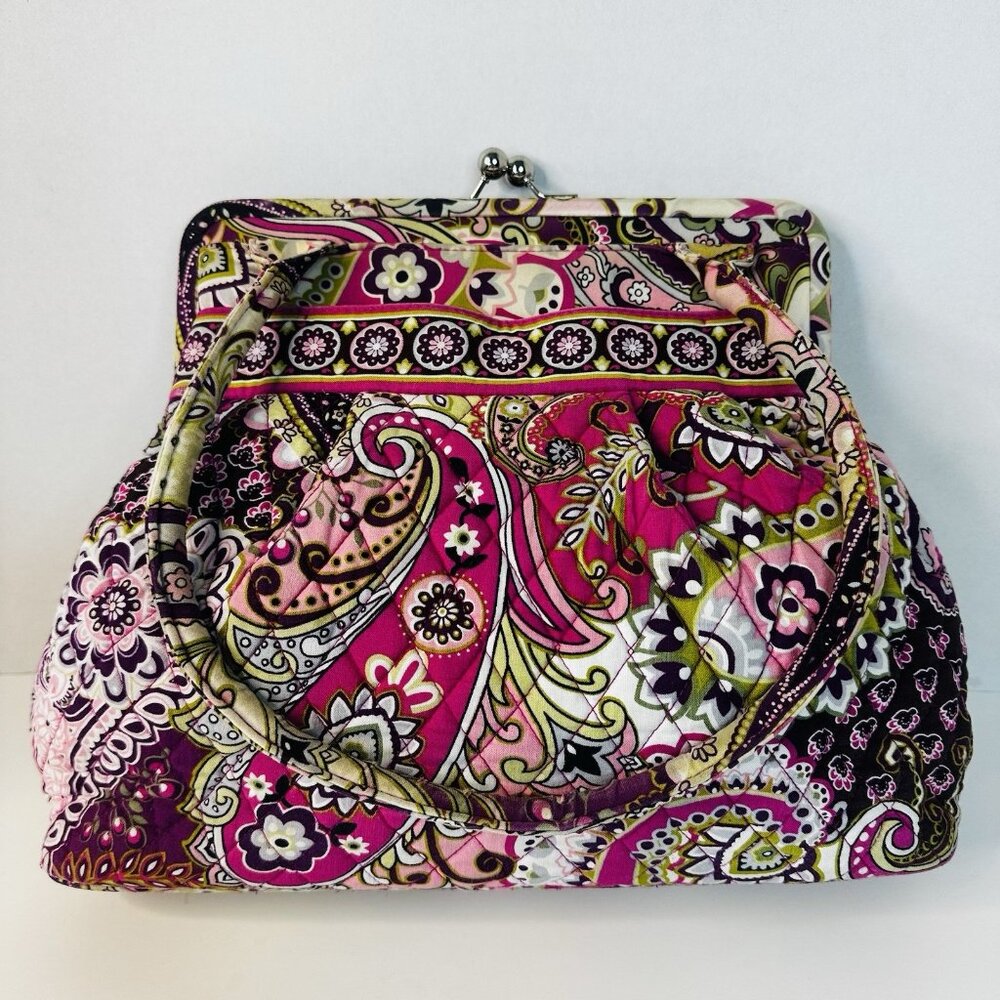 Vera Bradley Very Berry Paisley Kiss Lock Purse Shoulder Bag Grannycore 8 pocket